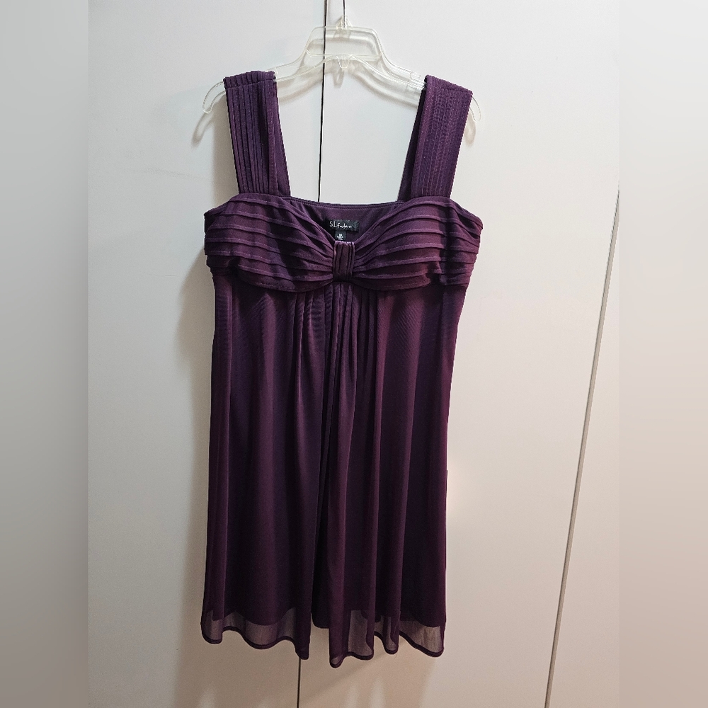 SL Fashions Deep Purple Pleated Dress